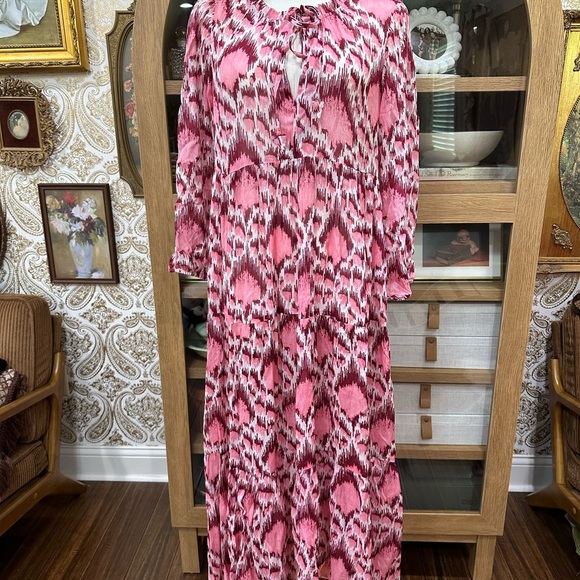 Tuckernuck TEXTURED DIAMOND LONG SLEEVE SALTY PALOMA CAFTAN size Small BNWT - Picture 3 of 11